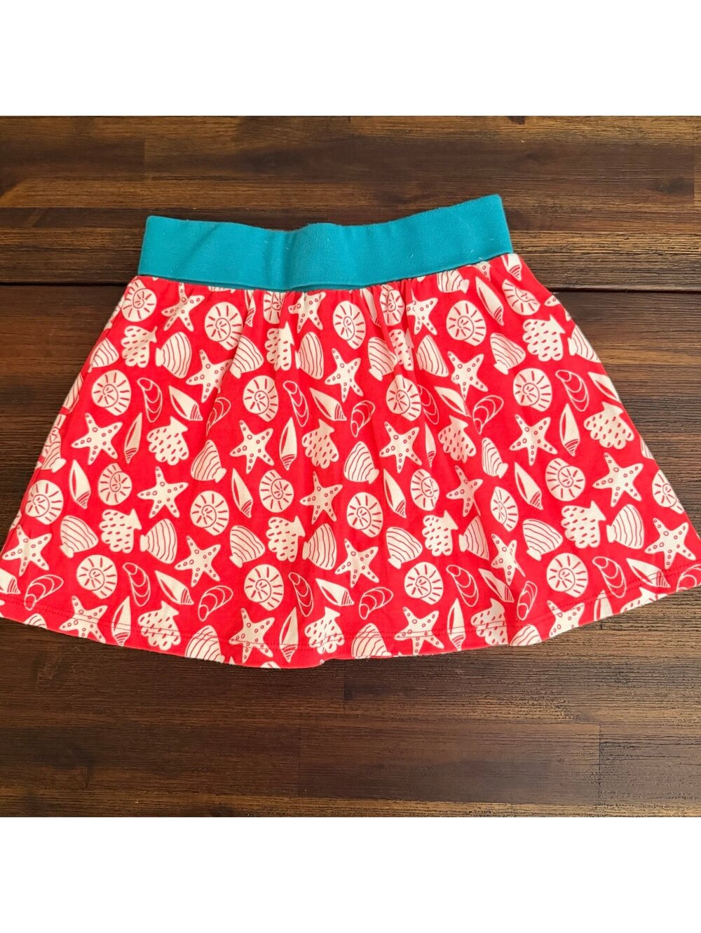 Frugi Red Seashell Skirt With Built In Shorts Size 4-5